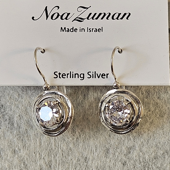 Noa Zuman Made in Israel Sterling Silver Zirconia Earrings - Picture 10 of 13